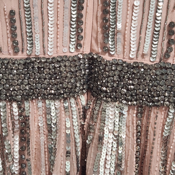 NWT Mac Duggal Pink Blush Beaded Flutter Sleeve Sequin Long Gown size 8 $698 - Picture 6 of 7